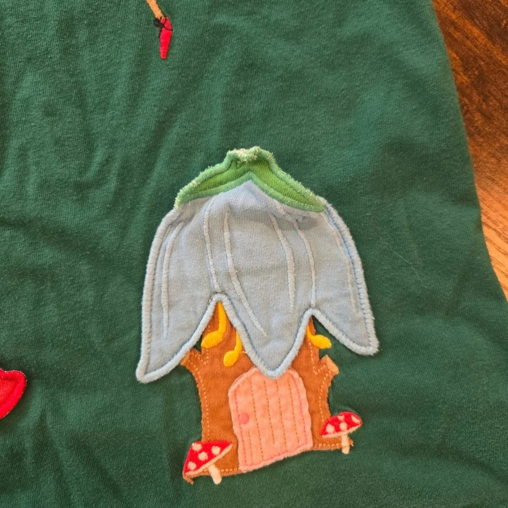 Mini Boden Kids Fairy Mushroom Lift-the-Flap‎ Long Sleeve Tee Green Pink 5-6Y